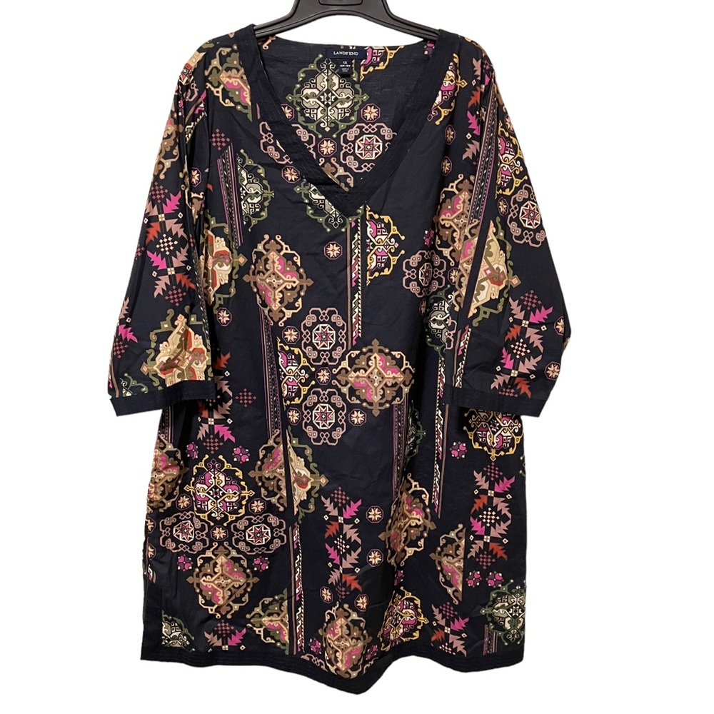 Land's End Boho V-Neck Tunic Top / Swim Coverup